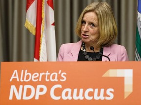 Official Opposition NDP Leader Rachel Notley speaks about a letter sent by Chief Allan Adam of the Athabasca Chipewyan First Nation regarding the Teck Frontier mine and the Indigenous Opportunities Corporation alleging a lack of government consultation during a press conference in Edmonton, on Wednesday, Feb. 12, 2020.