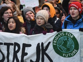 Swedish environment activist Greta Thunberg attends a Fridays for Future demonstration at Mynttorget in Stockholm on February 14, 2020. (Photo by Naina Helen JAMA / TT News Agency / AFP