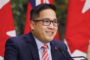 Leadership candidate Alvin Tedjo at the Ontario Liberal Party leadership debate in Sudbury, Ont. on Thursday, Jan. 30, 2020. (John Lappa/Sudbury Star/Postmedia Network)