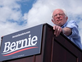 Democratic presidential hopeful Vermont Senator Bernie Sanders addresses a rally at Valley High School in Santa Ana, California, February 21, 2020. (Photo by RINGO CHIU / AFP) (Photo by RINGO CHIU/AFP via Getty Images)