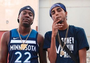 (Left) The late Jahquar Stewart, 24, a rapper from Malvern known as Bvlly who was gunned down in Oshawa on Dec. 24, 2019, is seen here with (Right) 3MFrench, whose real name is Aid Djaffar, another Scarborough rapper on the rise. (Instagram)