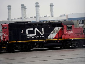 Trains are seen in the yard at the CN Rail Brampton Intermodal Terminal after Teamsters Canada union workers and Canadian National Railway Co. failed to resolve contract issues, in Brampton, Ontario, Canada Nov. 19, 2019. REUTERS/Mark Blinch/File Photo