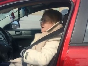 A screengrab from a video posted on YouTube of a woman allegedly involved in a parking dispute in a Brampton church lot on Sunday, Feb. 23, 2020.