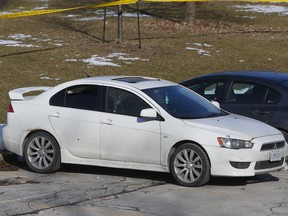 Toronto Police are investigating after a car was shot up in the rear parking lot of Cedarbrae Collegiate Institute, a high school near Markham Rd. and Lawrence Ave. E. in Scarborough, on Wednesday, Feb.5, 2020. (Chris Doucette/Toronto Sun/Postmedia Network)