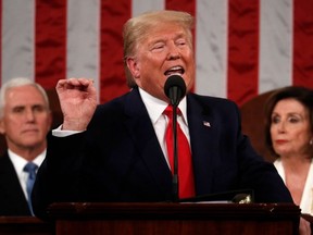 U.S. President Donald Trump delivers his State of the Union address at the U.S. Capitol in Washington, D.C., on Feb. 4, 2020.
