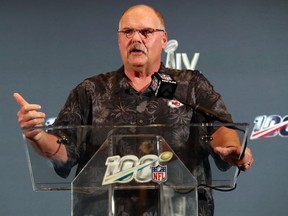 Kansas City Chiefs head coach Andy Reid speaks with media during the winning coach and Super Bowl MVP Press Conference at Hilton Miami.