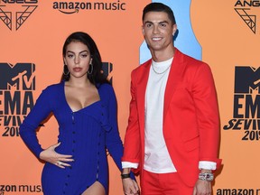 Georgina Rodriguez and Cristiano Ronaldo attend the MTV EMAs 2019 at FIBES Conference and Exhibition Centre on November 3, 2019 in Seville, Spain.