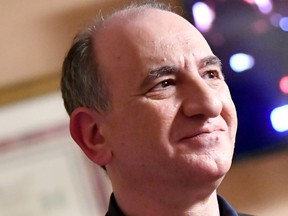 Armando Iannucci of "Avenue 5" poses in the green room during the 2020 Winter Television Critics Association Press Tour at The Langham Huntington, Pasadena on January 15, 2020 in Pasadena, Calif.