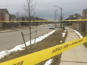 Peel Regional Police tape cordons off the scene where  Christopher Birrell, 24, was fatally stabbed in Mississauga on Feb. 4, 2020. Joe Warmington/Toronto Sun