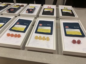 Cannabis vapes, chocolates, chews, and a tea made up the Ontario Cannabis Store's sneak peek on Jan. 3, 2020 at the initial selection of cannabis edibles, extracts, and topicals before they officially hit legal store shelves. Aidan Wallace/Toronto Sun