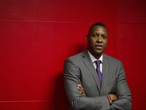 Raptors president Masai Ujiri would have a blank canvas in which to work with should he join the perennially awful New York Knicks. So far, Ujiri has not commented on the rumours about a potential departure from Toronto. (CP FILES)