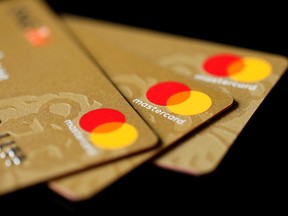 MasterCard credit cards are displayed in this picture illustration taken December 8, 2017. (REUTERS/Benoit Tessier/Illustration/File Photo)