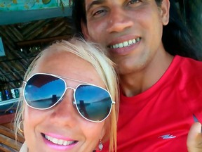 Nathalie Fraser with her boyfriend Leonel Leon Nuviola. He is suspected of murdering the  52-year-old Canadian woman in Cuba.