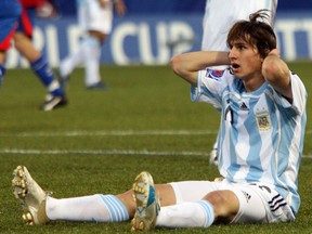 Pablo Piatti of Argentina reacts after missing a scoring opportunity late in the game against the Czech Republic in the FIFA U-20 World Cup held in Ottawa,, June 30, 2007. (JEAN LEVAC/Postmedia files)