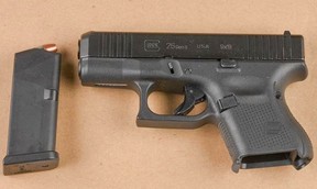This handgun was allegedly seized when three suspects were arrested for a series of robberies in Mississauga and Toronto in February 2020. (Peel Regional Police handout)
