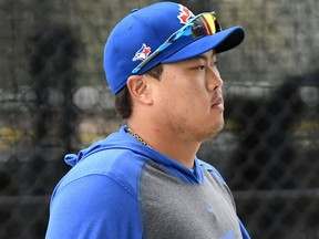 Toronto Blue Jays pitcher Hyun-Jin Ryu is expected to make his spring debut on Thurs. Feb. 27.  (JONATHAN DYER/USA TODAY Sports)