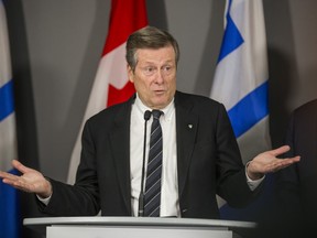 Toronto Mayor John Tory addresses media at City Hall on Saturday, Feb. 29, 2020.