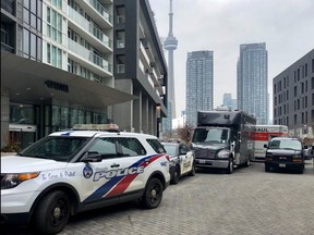 Three young men were killed and two others injured when gunfire erupted during a party at an Airbnb condo at 85 Queens Wharf Rd. in Toronto on Friday, Jan. 31, 2020. (Ernest Doroszuk/Toronto Sun/Postmedia Network)