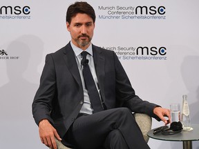 Canada's Prime Minister Justin Trudeau takes part in a panel discussion at the 56th Munich Security Conference (MSC) in Munich, southern Germany, on February 14, 2020. (CHRISTOF STACHE/AFP via Getty Images)