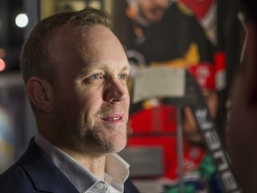 David Ayres at the Hockey Hall of Fame in Toronto, Ont. on Friday February 28, 2020. Hockey Hall of Fame added the stick (in background) used by Ayres in the game between Toronto Maple Leafs and the Carolina Hurricanes on February 22, 2020. Ernest Doroszuk/Toronto Sun/Postmedia