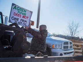 First Nations members of the Tyendinaga Mohawk Territory block train tracks servicing Via Rail, as part of a protest against British Columbia's Coastal GasLink pipeline, in Belleville, Ont., on Feb. 8, 2020.