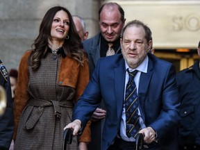 Movie producer Harvey Weinstein departs his sexual assault trial at New York Criminal Court with his lawyer Donna Rotunno (L) in New York City on Friday, Feb. 14, 2020. (Stephanie Keith/Getty Images)