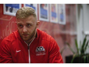 Clayton Pye, a wrestler at Brock University, - speaks with Steve Buffery. Pye has overcome adversity after almost being fatally stabbed a few years ago, is well on his way to competing for Canada at the Olympics.  in Toronto, Ont. on Tuesday February 18, 2020. Jack Boland/Toronto Sun/Postmedia Network