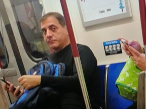 An image posted to Instagram Jan. 16, 2020 by a TTC user of a man accused of sexually assaulting another transit rider.