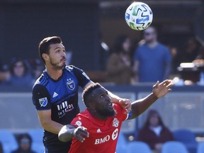 San Jose Earthquakes defender Oswaldo Alanis and Toronto FC forward Jozy Altidore battle for the ball last week. (USA TODAY SPORTS)
