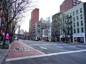 A view of 1st Avenue as the coronavirus continues to spread across the United States on March 21, 2020 in New York City. (Cindy Ord/Getty Images)