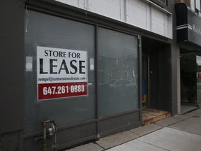 Construction of the  Eglinton Crosstown LRT has forced the closure of area businesses. This storefront is located in the Eglinton Ave.-Avenue Rd. area. (Veronica Henri, Toronto Sun)