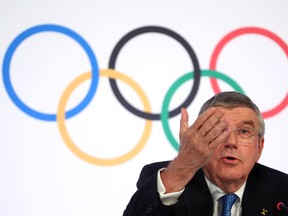 Thomas Bach, president of the International Olympic Committee (IOC) attends a news conference after an Executive Board meeting in Lausanne, Switzerland, March 4, 2020. REUTERS/Denis Balibouse