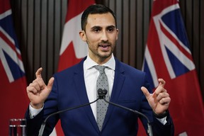 Ontario Education Minister Stephen Lecce speaks at a press conference at Queen’s Park in Toronto on Tuesday, March 3, 2020.