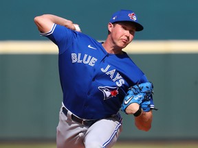 Blue Jays righty Nate Pearson uncorks a pitch against the Pirates during the fourth inning at LECOM Park yesterday. Pearson hit 100 mph on two of his pitches and 99 on five others in retiring all six batters he faced. He has now struck out six of nine hitters this spring.                                Kim Klement/USA TODAY Sports