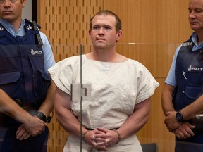 Brenton Tarrant, charged for murder in relation to the mosque attacks, is seen in the dock during his appearance in the Christchurch District Court, New Zealand March 16, 2019. Mark Mitchell/New Zealand Herald/Pool via REUTERS