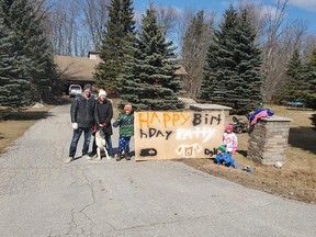 Even though people in Orangeville were heeding the government's message to stay at home, they found a way to wish Patrick Ogle a happy 10th birthday. SUPPLIED