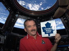 On Jan. 21, 2012, the Maple Leafs and Canadian astronaut Chris Hadfield teamed up for an unforgeable opening night moment.   Twitter/photo