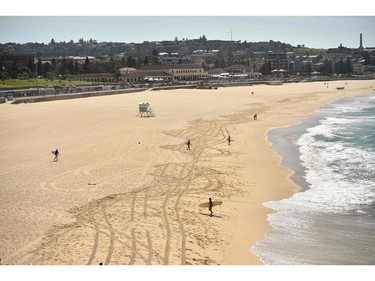 A view of an empty Bondi Beach after authorities closed Sydney's most popular beach on March 22, 2020.