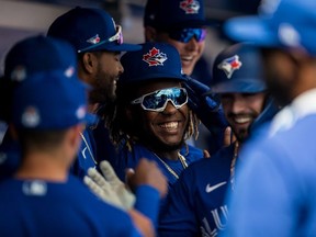As Vlad Guerrero Jr. celebrates a home run  yesterday in the Jays dugout, management has taken notice of the closeness and singularity of purpose the young team is quickly developing.     Mary Holt/USA TODAY