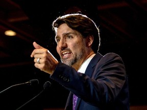 Canada's Prime Minister Justin Trudeau speaks during a reception at the Prospectors and Developers Association of Canada (PDAC) annual conference in Toronto, Ontario, Canada March 2, 2020.  REUTERS/Carlos Osorio ORG XMIT: GGG-TOR108