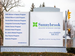 Information sign at Sunnybrook Hospital in Toronto