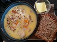 Delightful seafood chowder available at the Slieve Donard Resort and Spa's Lighthouse Lounge in Newcastle, Ireland.