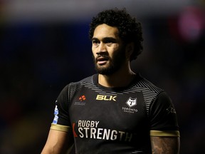 Toronto Wolfpack’s Ricky Leutele scored two tries in Toronto’s win over the Huddersfield Giants in West Yorkshire, England, yesterday.  
Getty Images