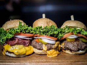 Variety of burgers available at The Burger Factory - handout