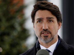 Canada's Prime Minister Justin Trudeau attends a news conference at Rideau Cottage in Ottawa, Ontario, Canada March 17, 2020.