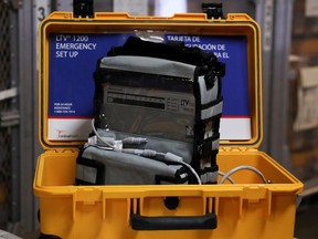 A ventilator is seen at the New York City Emergency Management Warehouse, where 400 ventilators arrived and before being shipped out for distribution, due to concerns over the rapid spread of coronavirus disease (COVID-19) in the Brooklyn borough of New York City, U.S., March 24,