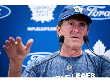 Toronto Maple Leafs head coach Mike Babcock speaks to media in Toronto on Thursday, September 12, 2019.