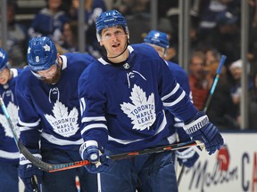 Maple Leafs winger Zach Hyman entered Tuesday night's game against the San Jose Sharks with 21 goals. One more and he sets a career high. (Claus Andersen/Getty Images)