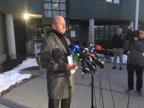Toronto police Supt. Steve Watts speaks to media outside 31 Division on Thursday, March 5 2020.