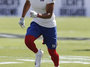 TJ Jones, who has played for the New York Giants, would be a nice addition for the Toronto Argonauts, but his future remains in limbo. (Mike Zarrilli/Getty Images)